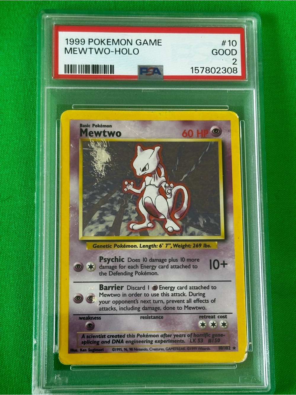 Pokemonww Mewtwo Holo Trading Card - 10/102 PSA 2 GOOD GRADED